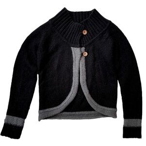 InWear Cardigan, Black & Grey, Soft Mohair Blend, Copper Buttons, Size Medium
